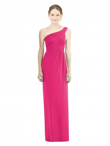 Comprar Bainha Um Ombro Chiffon Comprimento Chão Azaléia Vestidos de Madrinha