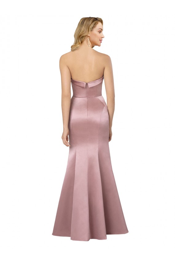 Comprar Bainha Sem alças Cetim Comprimento Chão Azul Céu Claro Vestidos de Madrinha / Vestidos de Noite / Vestidos de Festa