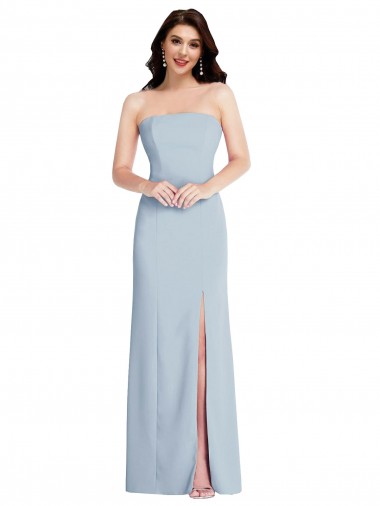 Comprar Linha A Sem alças Crepe Esticado Comprimento Chão Azul Céu Claro Longo Vestidos de Madrinha / Vestidos de Noite / Vestidos de Festa