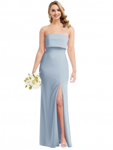 Comprar Trombeta Sem alças Crepe Esticado Comprimento Chão Azul Céu Claro Sem Mangas Vestidos de Madrinha / Vestidos de Festa