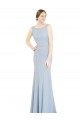 Comprar Linha A Decote Alto Chiffon Comprimento Chão Azul Céu Claro Longo Vestidos de Madrinha