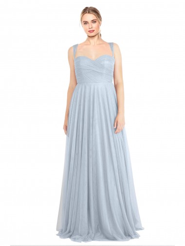 Comprar Linha A Amor Tule Comprimento Chão Azul Céu Claro Vestidos de Madrinha