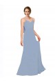 Comprar Linha A Amor Chiffon Comprimento Chão Azul Empoeirado Sem Mangas Longo Vestidos de Madrinha