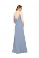 Comprar Linha A Amor Chiffon Comprimento Chão Azul Empoeirado Sem Mangas Longo Vestidos de Madrinha