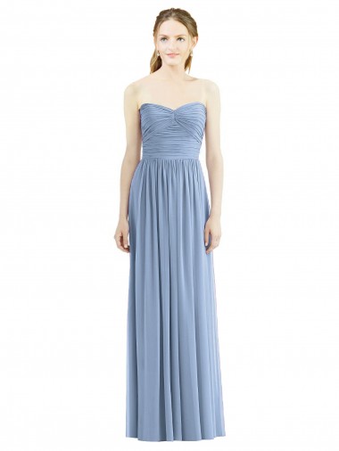 Comprar Linha A Amor Chiffon Comprimento Chão Azul Empoeirado  Vestidos de Madrinha
