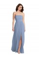 Comprar Linha A Sem alças Chiffon Comprimento Chão Azul Empoeirado Vestidos de Madrinha