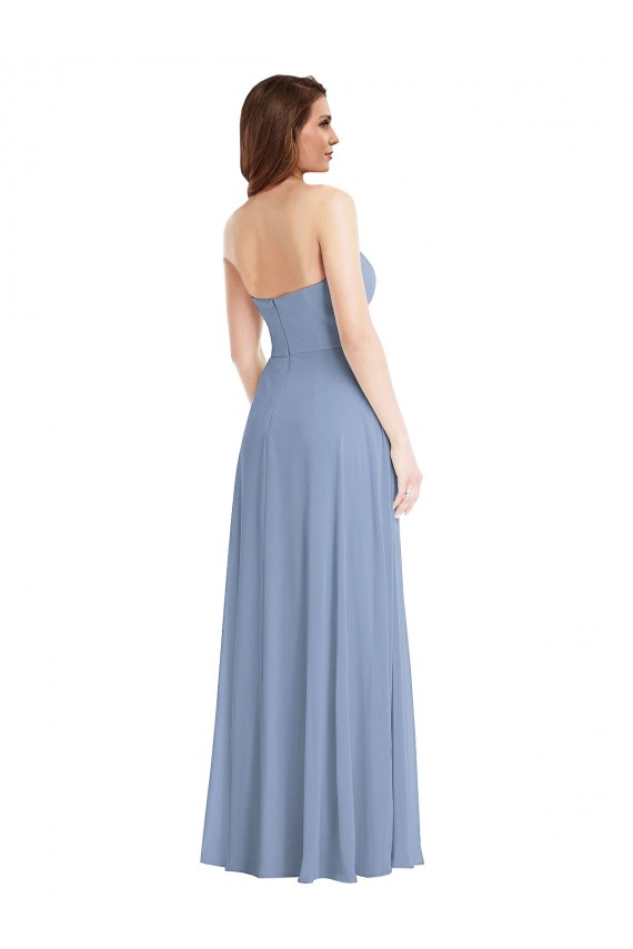 Comprar Linha A Sem alças Chiffon Comprimento Chão Azul Empoeirado Vestidos de Madrinha