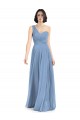 Comprar Linha A Um Ombro Chiffon Comprimento Chão Azul Empoeirado Vestidos de Madrinha