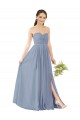 Comprar Linha A Amor Chiffon Comprimento Chão Azul Empoeirado Abrir de volta Vestidos de Madrinha