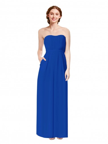 Comprar Bainha Amor Chiffon Comprimento Chão Azul Real Vestidos de Madrinha