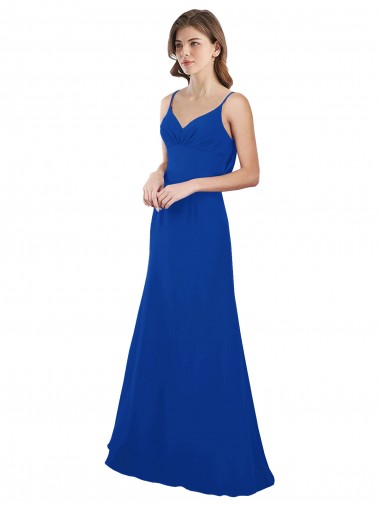 Comprar Linha A Amor Chiffon Comprimento Chão Azul Real Longo Vestidos de Madrinha