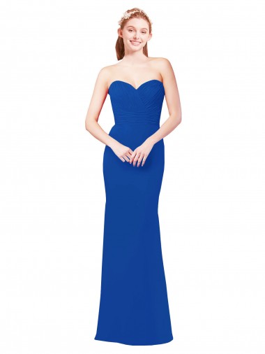 Comprar Linha A Amor Chiffon Comprimento Chão Azul Real Vestidos de Madrinha