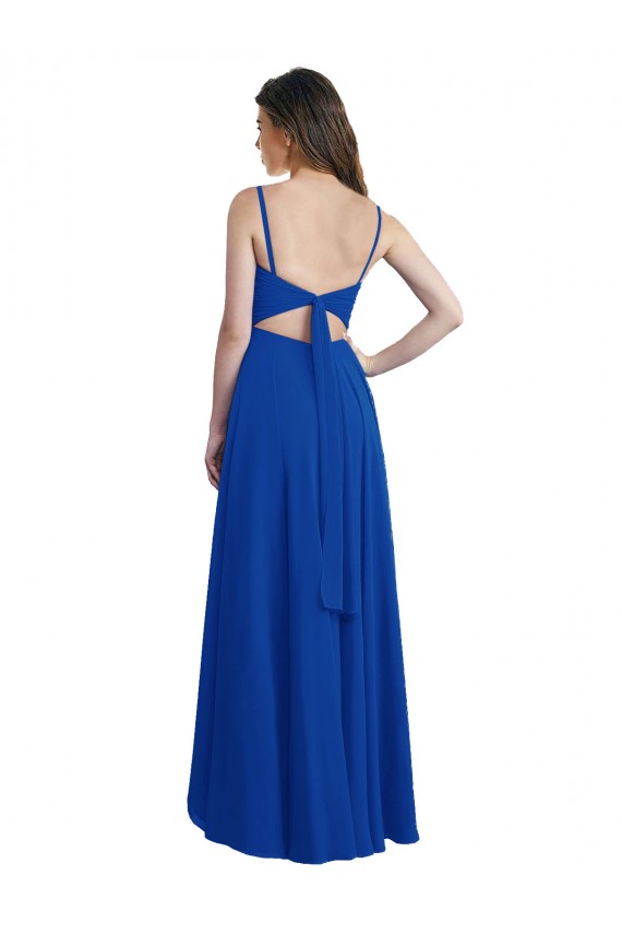 Comprar Linha A Alças finas Chiffon Alto Baixo Azul Real Alto Baixo, Vestidos de Madrinha