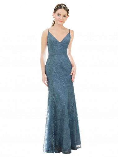 Comprar Bainha Decote V Renda Comprimento Chão  Vestidos de Madrinha