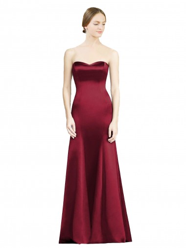Comprar Sereia Amor Cetim Comprimento Chão Borgonha Vestidos de Madrinha