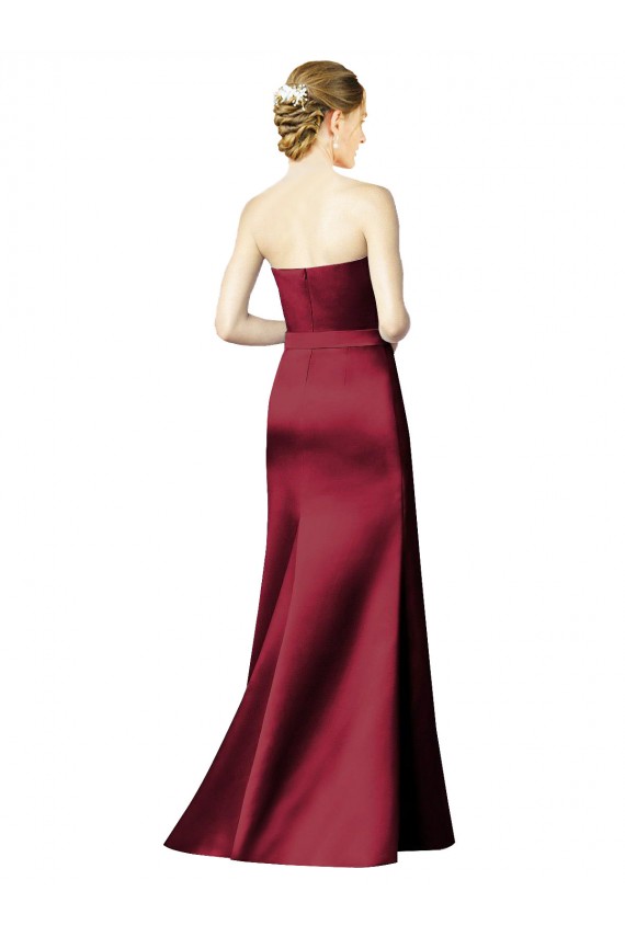 Comprar Sereia Sem alças Cetim Comprimento Chão Borgonha Vestidos de Madrinha