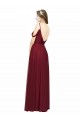 Comprar Linha A Alças finas Chiffon Comprimento Chão Borgonha Longo Vestidos de Madrinha