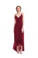 Comprar Linha A Decote V Chiffon Alto Baixo Borgonha Sem Mangas Alto Baixo, Vestidos de Madrinha