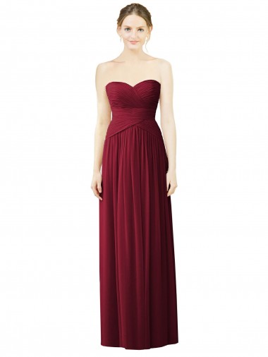 Comprar Linha A Amor Chiffon Comprimento Chão Borgonha  Longo Vestidos de Madrinha