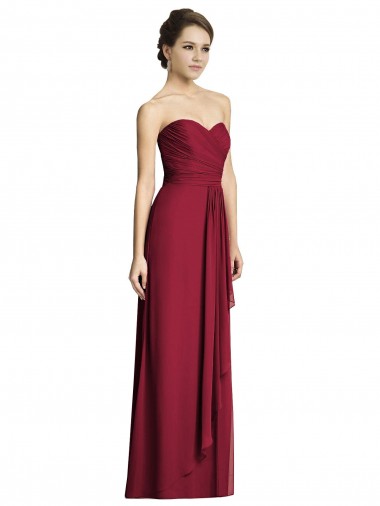 Comprar Linha A Amor Chiffon Comprimento Chão Borgonha Vestidos de Madrinha