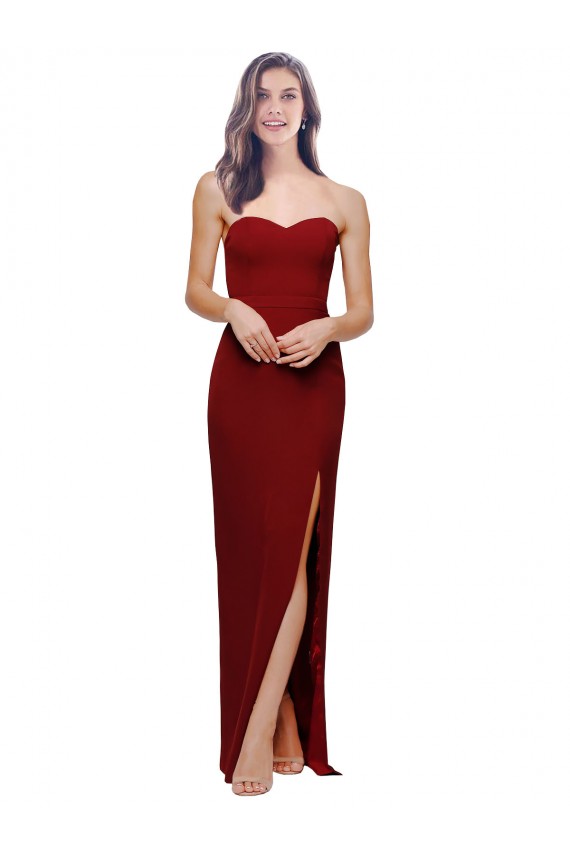 Comprar Bainha Amor Crepe Esticado Comprimento Chão Borgonha Vestidos de Madrinha / Vestidos de Noite / Vestidos de Festa