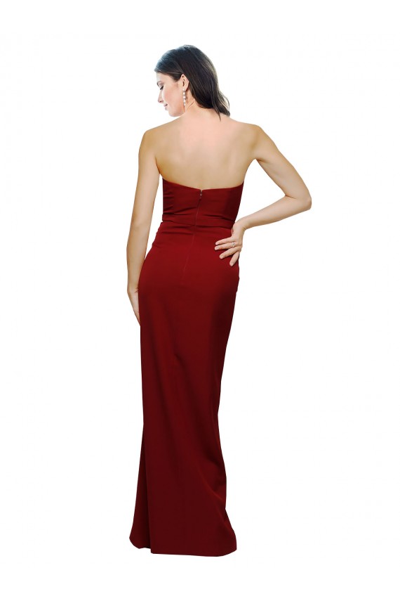Comprar Bainha Amor Crepe Esticado Comprimento Chão Borgonha Vestidos de Madrinha / Vestidos de Noite / Vestidos de Festa