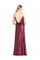 Comprar Linha A Decote Alto Lantejoulas Comprimento Chão Borgonha Vestidos de Madrinha / Vestidos de Noite / Vestidos de Festa