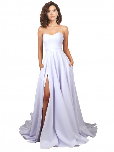 Comprar Linha A Amor Crepe Esticado Comprimento Chão Branco Vestidos de Noiva