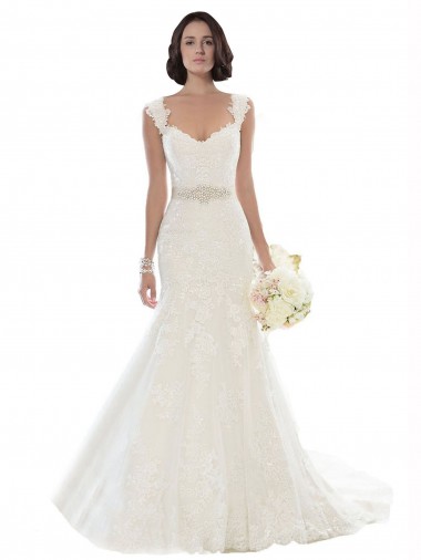 Comprar Sereia Fora do Ombro Renda Comboio Capela Branco Vestidos de Noiva