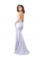 Comprar Sereia Decote Alto Crepe Esticado Comprimento Chão Branco Longo Vestidos de Noiva