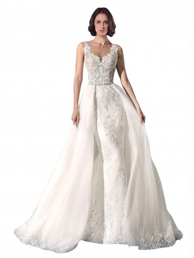 Comprar Sereia Amor Tule & Renda Comboio Capela Branco Longo Vestidos de Noiva