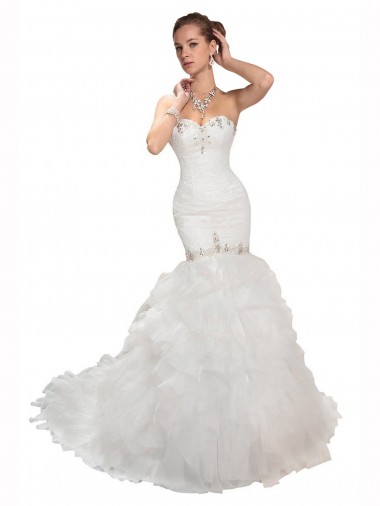 Comprar Sereia Amor Tule Comboio Capela Branco Vestidos de Noiva