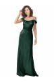 Comprar Linha A Alças finas Cetim Elástico Comprimento Chão Caçador Verde Vestidos de Madrinha / Vestidos de Noite / Vestidos de Festa