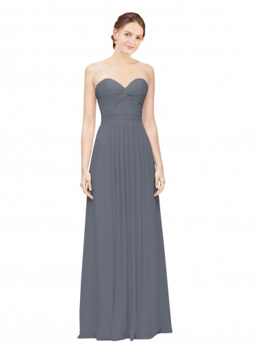 Comprar Linha A Amor Chiffon Comprimento Chão Cinza Ardósia Vestidos de Madrinha