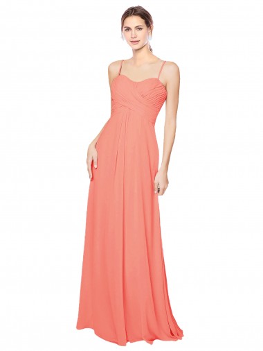 Comprar Linha A Amor Chiffon Comprimento Chão Coral Vestidos de Madrinha