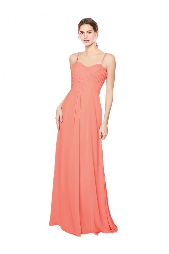 Comprar Linha A Amor Chiffon Comprimento Chão Coral Vestidos de Madrinha