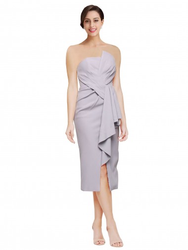 Comprar Bainha Sem alças Crepe Esticado Alto Baixo Lilás Ártico Vestidos de Madrinha / Vestidos de Noite / Vestidos de Festa / Vestidos de Cocktail / Vestidos de Homecoming