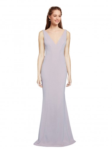 Comprar Sereia Decote V Crepe Esticado Comprimento Chão Lilás Ártico Vestidos de Madrinha / Vestidos de Noite / Vestidos de Festa