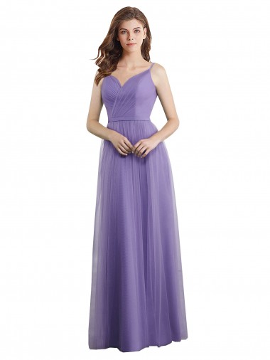 Comprar Linha A Amor Tule Comprimento Chão  Longo Vestidos de Madrinha