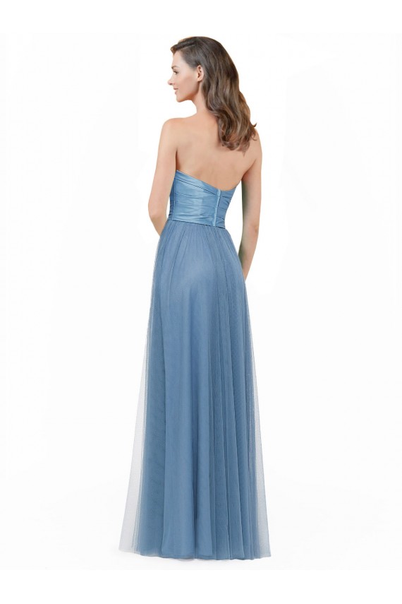 Comprar Linha A Sem alças Cetim & Tule Comprimento Chão  Vestidos de Madrinha