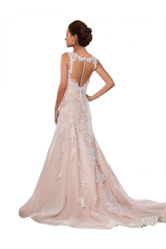 Comprar Linha A Decote V Renda Comboio Capela Marfim & Champanhe Vestidos de Noiva