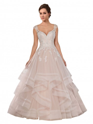 Comprar Vestido de Baile Amor  Tule & Renda Comboio Capela Marfim & Champanhe Vestidos de Noiva