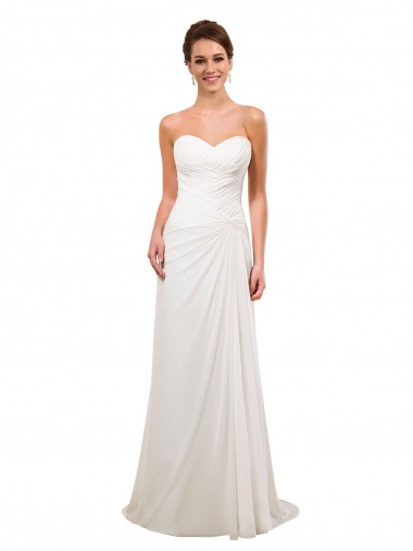 Comprar Bainha Amor  Chiffon Comboio Capela Marfim Longo Vestidos de Noiva