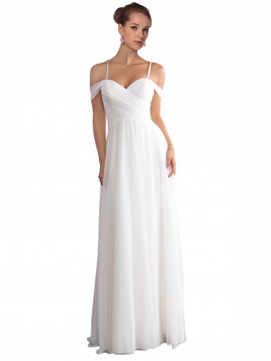 Comprar Linha A Fora do Ombro Chiffon Comboio Varredela Marfim Vestidos de Noiva