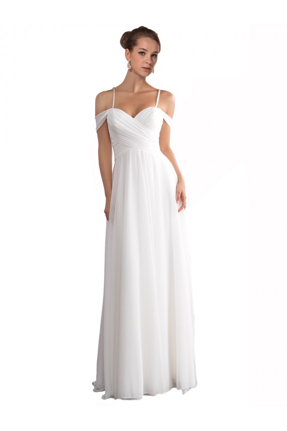 Comprar Linha A Fora do Ombro Chiffon Comboio Varredela Marfim Vestidos de Noiva