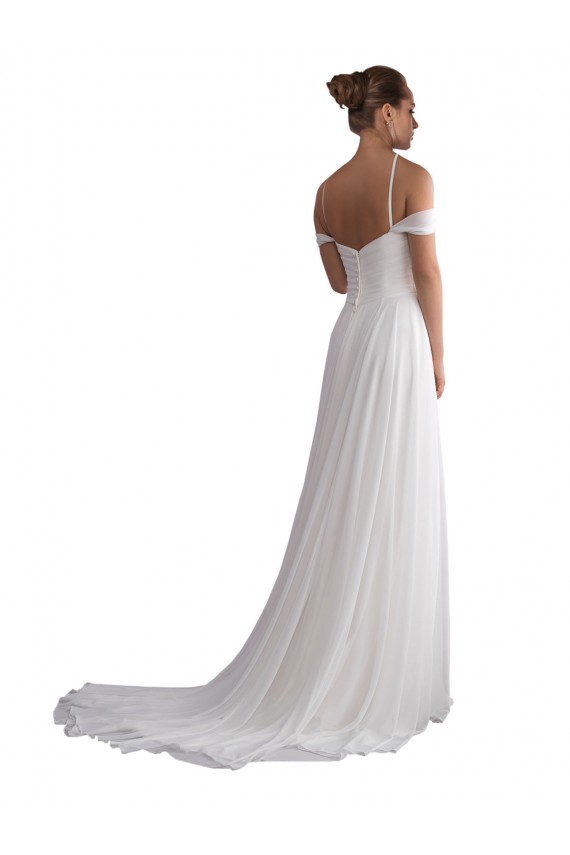 Comprar Linha A Fora do Ombro Chiffon Comboio Varredela Marfim Vestidos de Noiva