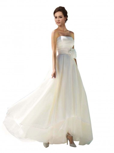 Comprar Linha A Sem alças Chiffon Comprimento Chão Marfim Vestidos de Noiva
