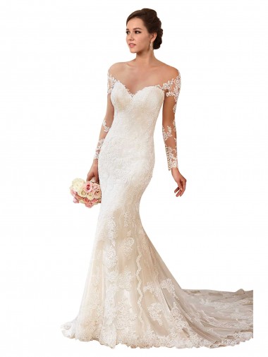 Comprar Sereia Amor  Renda Comboio Capela Marfim Vestidos de Noiva / Vestido de Baile