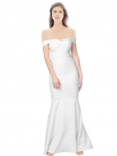 Comprar Sereia Fora do Ombro Crepe Esticado Comprimento Chão Marfim Vestidos de Madrinha / Vestidos de Noite / Vestidos de Festa