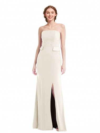 Comprar Trombeta Sem alças Crepe Esticado Comprimento Chão Marfim Vestidos de Madrinha / Vestidos de Festa